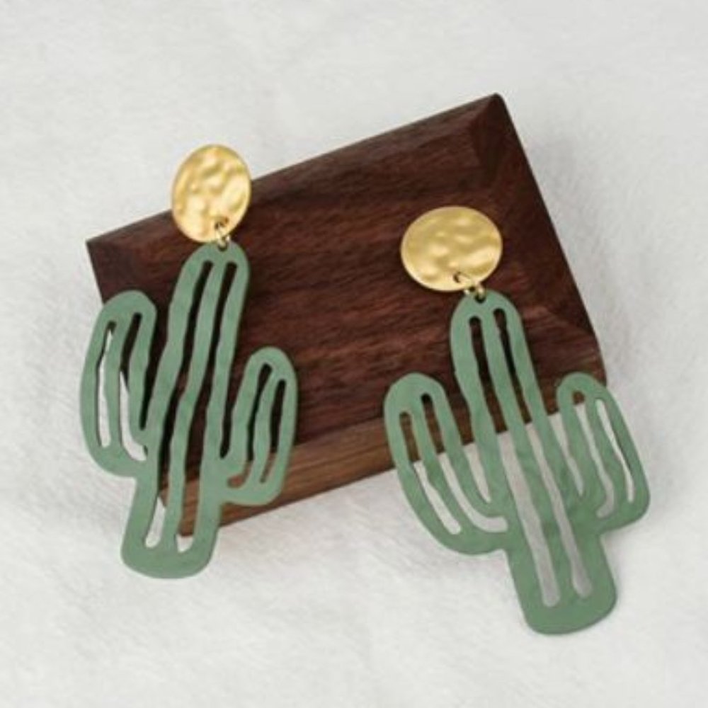 Green Cactus Earrings